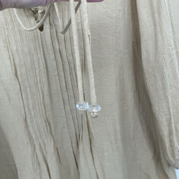 Notations Beige Tan Boho Lace Up Blouse Top Size 2X Plus Rayon - Picture 6 of 10